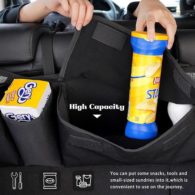 eing Car Trunk Organizer and Storage, Backseat Hanging Organizer for SUV, Truck, MPV, Waterproof, Collapsible Cargo Storage Bag with 5 Pockets, Bling Car Interior Accessories for Women,White