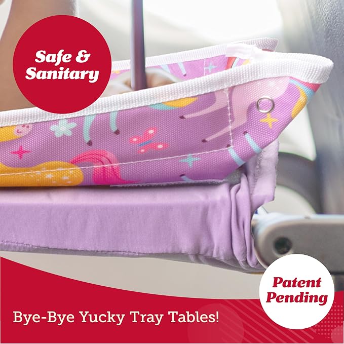 Lusso Gear Airplane Tray Table Cover - Organize Kids Travel Essentials - Pockets for Airplane Toys for Toddlers 1-3 - Foldable Tablet Stand for Travel Toddler Essentials (Mermaids) | with Pockets