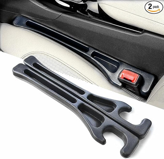 2 Pack Car Seat Gap Filler Stopper/Catcher, No-Drop Seat Guard Insert Between Seat and Console Black Auto Crevice Blocker Strip Pad Plug Seat Gap Guard Spacer A02