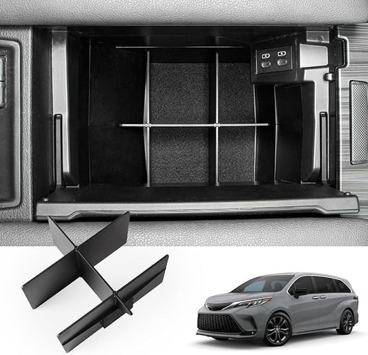 JYCDC Center Console Organizer Tray Compatible with 2021-2026 Toyota Sienna,Armrest Box Secondary Storage Tray Coin Container Plastic (JYCDC-GB01)