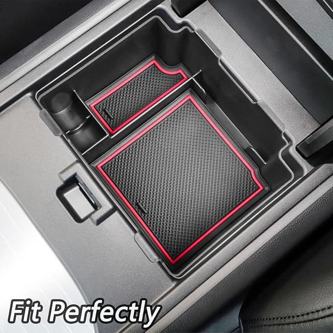 EDBETOS Center Console Organizer Tray Compatible with Acura RDX Accessories 2019-2022 2023 2024 Interior Secondary Armrest Storage Box, ABS Material Insert Tray, Red Trim