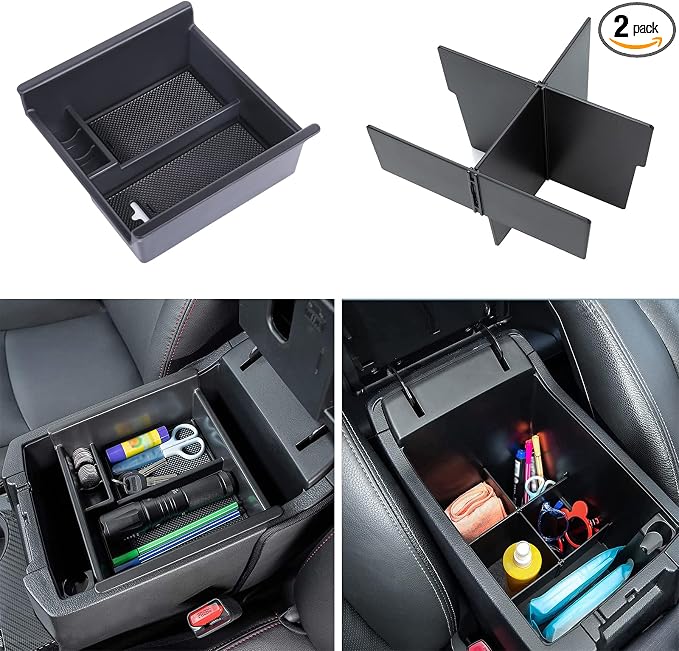 JDMCAR Center Console Organizer Set Compatible with 2010-2024 Toyota 4Runner Accessories Insert ABS Black Compartment Divider Armrest Tray (2-Pack)