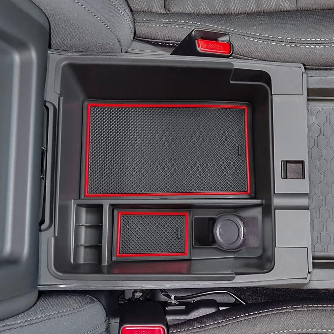 Center Console Organizer Fit Nissan Frontier 2022-2026, Red Trim | Compatible with Frontier 2022 2023 2024 2025 2026, Pickup Truck Armrest Secondary Storage Box, ABS Insert, Glove Box Tray