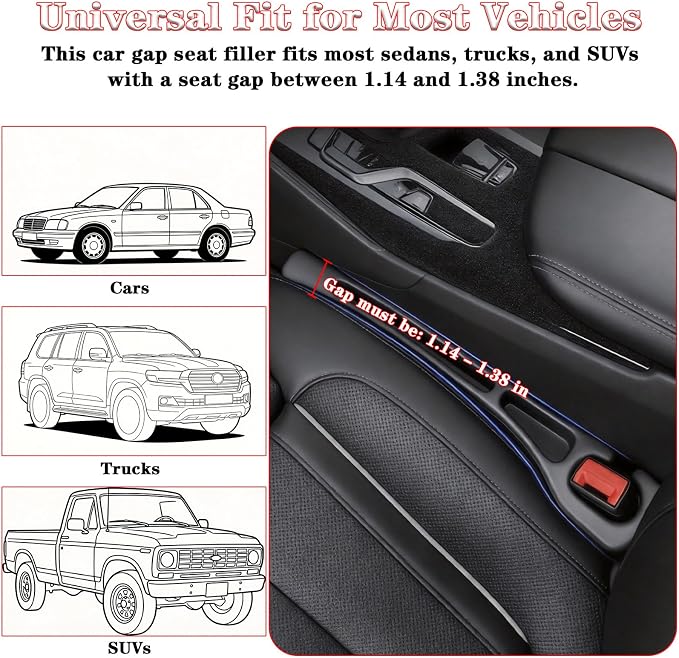 Car Seat Gap Filler Organizer of 2 – Universal Car Gap Seat Filler with Storage Pockets, No Drop Seat Guard for Phones, Keys & Cards, Car Accessories for Most Cars Trucks SUVs(Beige)