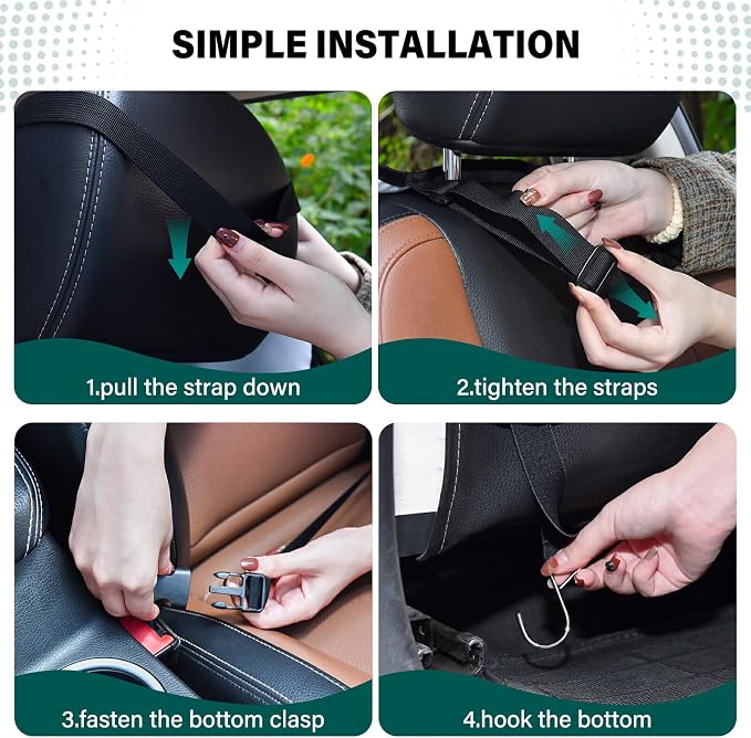 Cute Green Lion and Palm Leaves 1 Pack Backseat Car Organizer with Storage Pockets Seat Back Organizers for Kids Kick Mats Backseat Protector Automotive