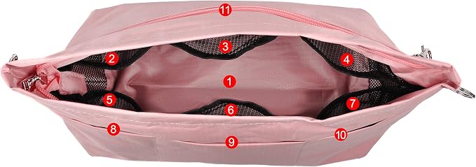 Vercord Handbag Purse Tote Pocketbook Organizer Insert Zipper Closure 11 Pockets 3 Sizes Many Colors