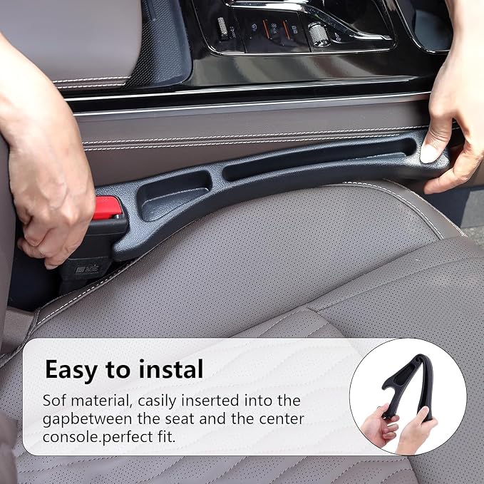 【Compatible with BMW 430i 3 5 Series】 Seat Gap Filler,No Drop Seat Guard Compatible with BMW 430i 3 5 i5 Series,Drop Seat Guards for Cars(2Pcs),Emergency Keychain Car Escape Tool(2Pcs)