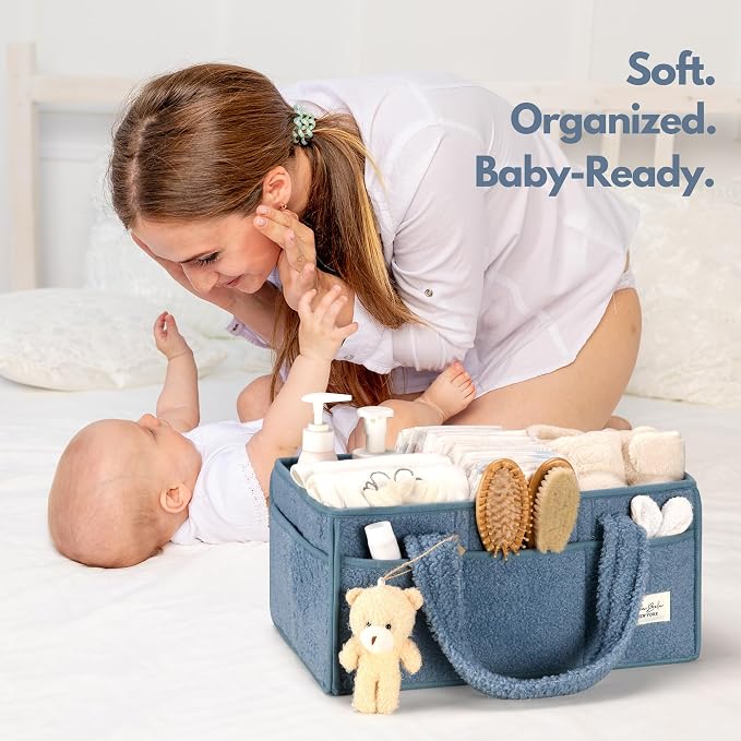 PeraBella Baby Diaper Caddy Organizer with Handle, Boy & Girl Shower Gift Basket, Portable Diaper Storage Basket Bin for Wipes, Newborn Baby Essentials Registry Search Must Haves, Car Caddy Organizer