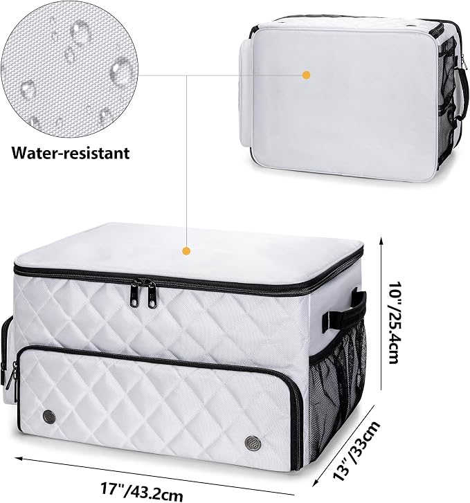 PGmoon 2 Layer Golf Trunk Organizer, Golf Car Storage Organizer with Individual Ventilated Compartment for 2 Pairs Shoes, Golf Car Locker for Balls, Clothes, Tees, Gloves, Accessories (White)