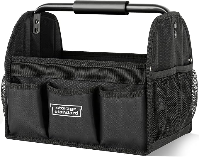 Detailing Caddy Organizer with Handle - Storage, Cars, & Cleaning Caddy for Supplies, Tools, & Home Improvement - Heavy Duty Car Detailing Supplies With Multi-Pockets & Collapsible Tote Design