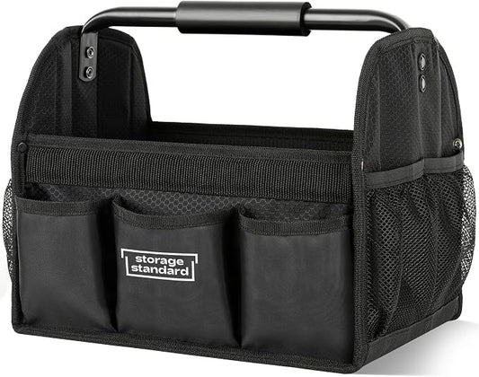 Detailing Caddy Organizer with Handle - Storage, Cars, & Cleaning Caddy for Supplies, Tools, & Home Improvement - Heavy Duty Car Detailing Supplies With Multi-Pockets & Collapsible Tote Design