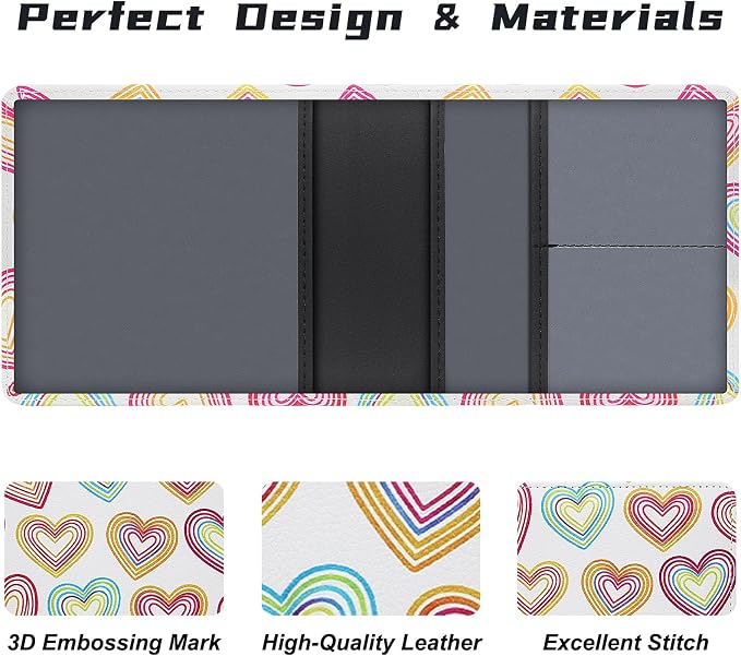 Car Registration and Insurance Holder, Premium Pu Leather Vehicle Glove Box Organizer - for Driver License, Cards & Essential Documents (S-Heart symbol)