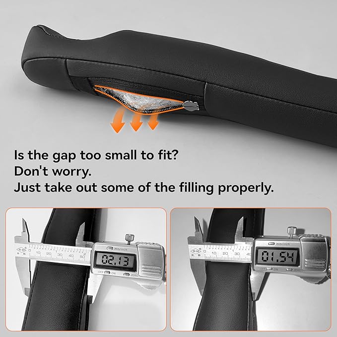 2PCS Leather Car Seat Gap Filler organizer,Gap plug box for car seat space,fill between gap strip,Fits gaps 3.5-6cm(1.4-2.4 in) wide(Beige)