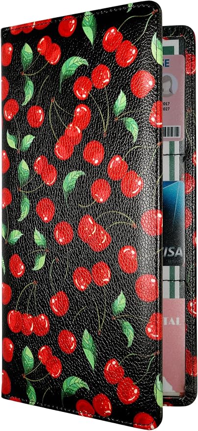 Mymazn Car Registration and Insurance Holder, PU Leather Glove Box Car Organizer with Magnetic Closure, Car Document Holder for Driver's License & Essential Documents (Red Cherry)