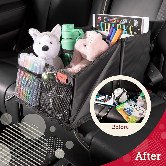 Lusso Gear Car Seat Organizer for Front or Backseat - Great for Adults & Kids, Features 9 Storage Compartments for Toys, Magazines, Tissues, Maps, Books, Documents, Games & More (Planets)