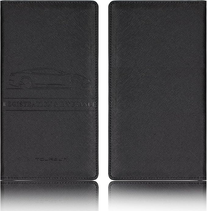 TOURSUIT Car Registration and Insurance Card Holder, Vehicle License Document Glove Box Compartment Organizer, Interior Car Accessories for Women Men (Cross Black)