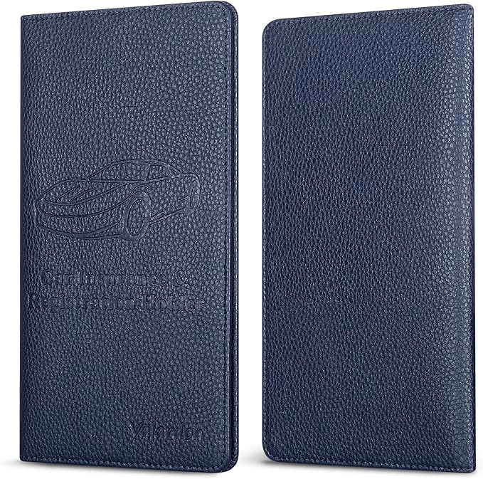 Valardoh Premium Car Registration and Insurance Card Holder, Car Document Holder for Cards, Driver License & other Essential Documents (Deep Blue)