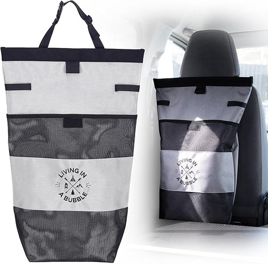 Living in a Bubble Wet Dry Laundry Bag – Portable Waterproof Laundry Hamper for RV, Campervan & Travel – Foldable Clothes Organizer with Separate Wet & Dry Compartments
