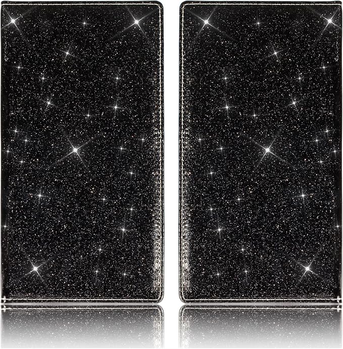 TOURSUIT Car Registration and Insurance Card Holder, Vehicle License Document Glove Box Compartment Organizer, Interior Car Accessories for Women Men (Glitter Black)