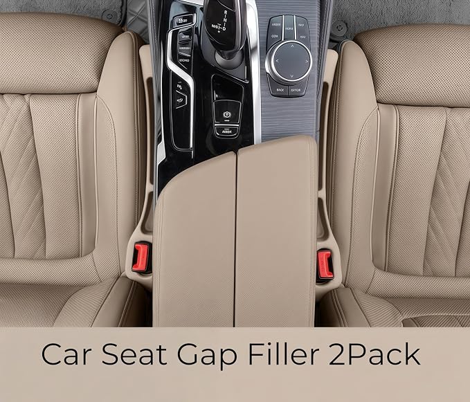 BESTKEE Car Seat Gap Filler 2 Pack, No Drop Seat Gap Plug with Dual Storage Slots, Blocks Phones Keys Coins, Flexible EVA Console Gap Filler Auto Accessories for Cars SUVs Trucks