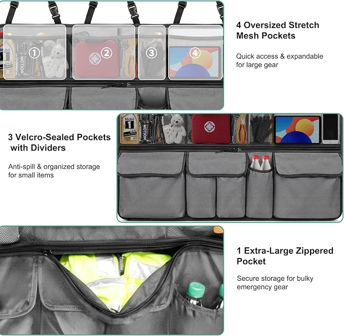 Hanging Car Trunk Organizer Fit For Hyundai Tucson Foldable Large Capacity 41.3x20 inch Backseat Trunk Organizers Storage, Car Accessories Interior, with Multi Pockets (Grey)