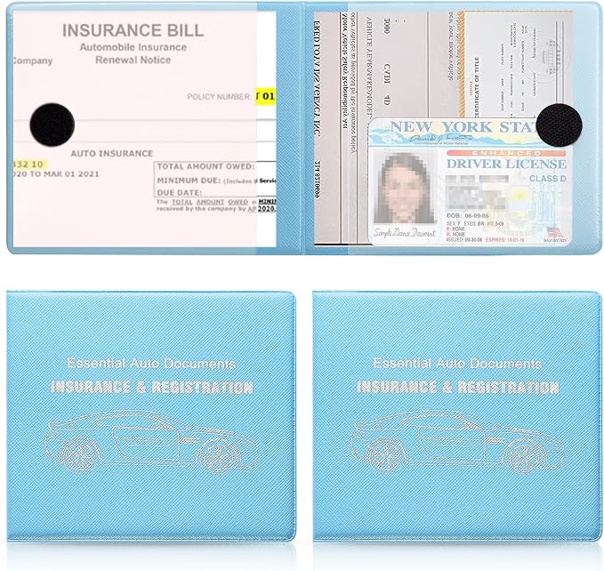 UYYE Car Registration and Insurance Card Holder, Vehicle Glove Box Car Organizer, Interior Car Accessories for Documents, Cards, License - 2 Pack