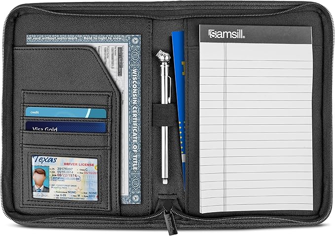 Samsill Car Registration and Insurance Holder, Owner's Manual Glove Box Organizer, 7.25 x 10 inches, Car Document Holder, Black