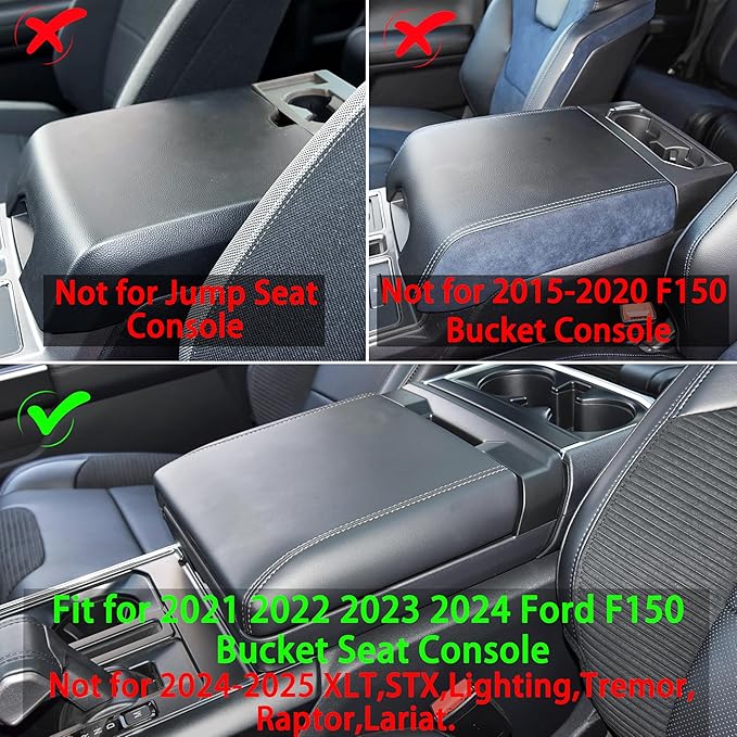 Center Console Organizer Tray for Ford F150 2021 2022 2023 2024 Accessories Interior Secondary Storage Armrest Box Insert Hidden Cubby Drawer (Full Console w/Bucket Seats ONLY) (Black Trim)