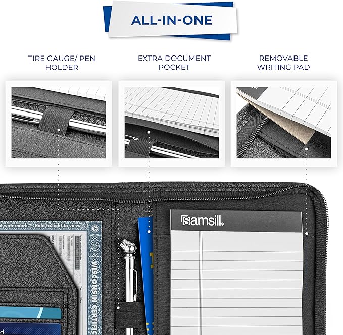 Samsill Car Registration and Insurance Holder, Owner's Manual Glove Box Organizer, 7.25 x 10 inches, Car Document Holder, Black