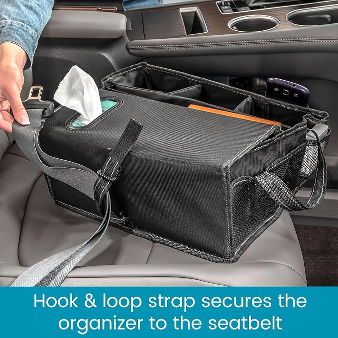 High Road SeatStash Car Front Seat Organizer for Driver and Office Storage with Tissue Holder and Divided Multipurpose Compartments