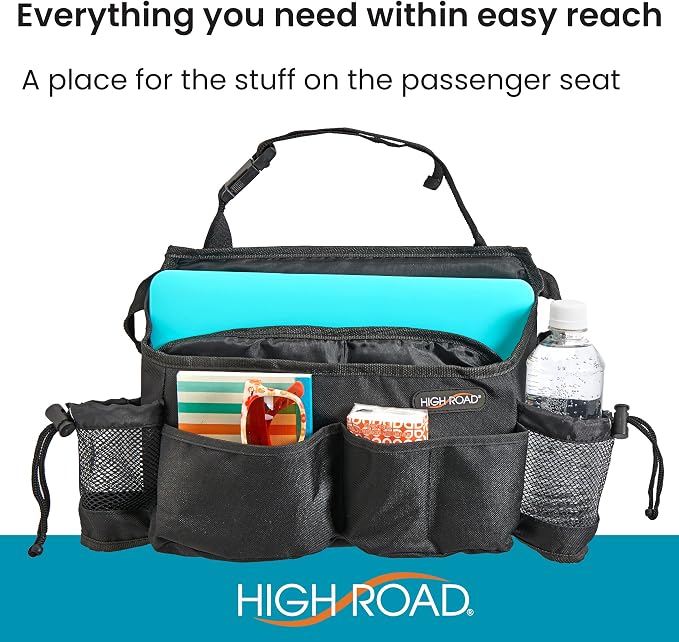 High Road SwingAway Car Front Seat Organizer with 6 Storage Pockets and 2 Bottle or Cup Holders