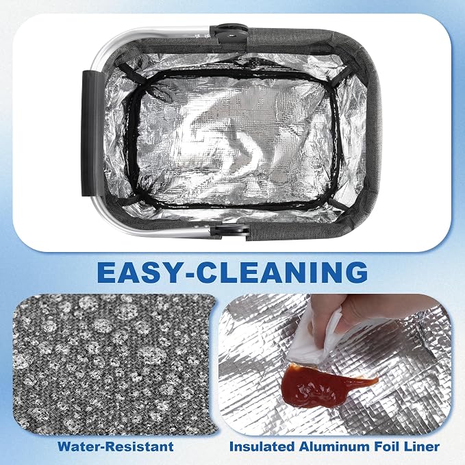 PGmoon Cleaning Caddy Organizer with Handle, Cleaning Tote Bag with Multiple Pockets for Cleaning Supplies, Products Storage, Housekeepers, Car Cleaning, Grey