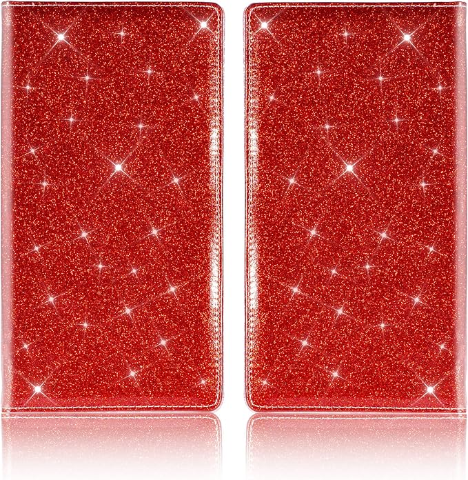 TOURSUIT Car Registration and Insurance Card Holder, Vehicle License Document Glove Box Compartment Organizer, Interior Car Accessories for Women Men (Glitter Red)