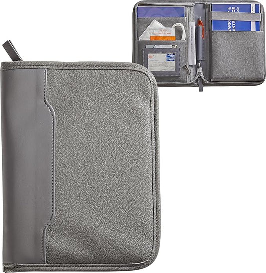 High Road Car Owners Manual Case and Glove Compartment Document Holder - Pebbled Faux Leather Glove Box Organizer for Car, SUV, Truck (Gray)