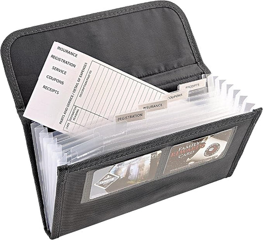 High Road Glove Box Organizer - Insurance and Registration Holder for Car Documents and Paperwork - Expandable Front Seat Organizer with Card Pockets