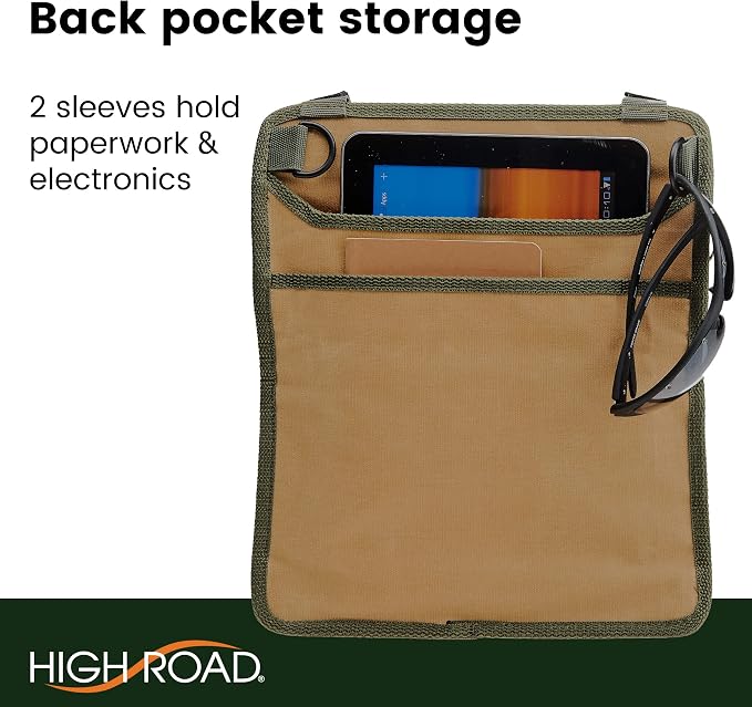 High Road Cotton Canvas Front Seat Organizer and Car Passenger Seat Organizer with Lined Open Bin and 4 Pockets