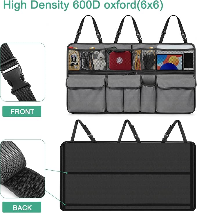 Hanging Car Trunk Organizer Fit For Hyundai Tucson Foldable Large Capacity 41.3x20 inch Backseat Trunk Organizers Storage, Car Accessories Interior, with Multi Pockets (Grey)