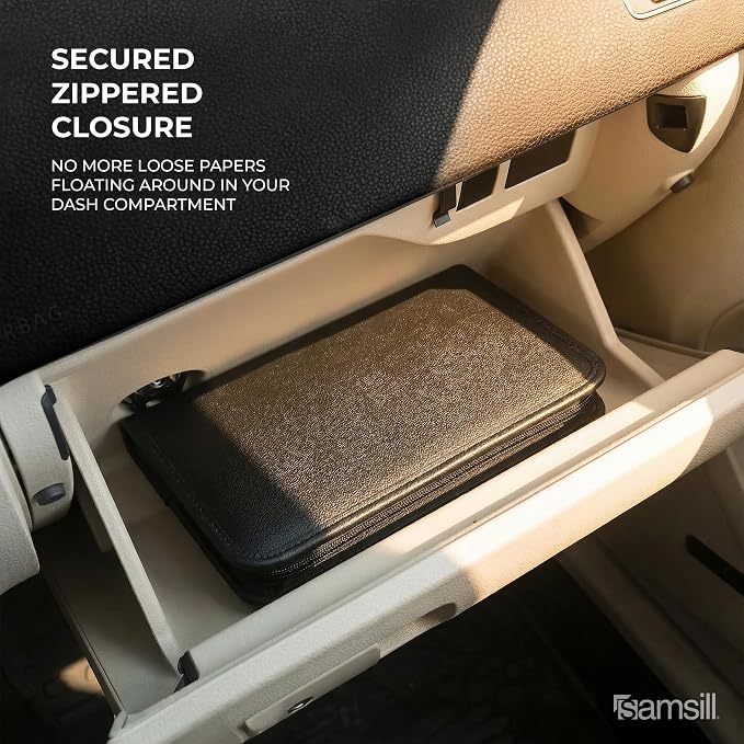 Samsill Car Registration and Insurance Holder, Owner's Manual Glove Box Organizer, 7.25 x 10 inches, Car Document Holder, Black
