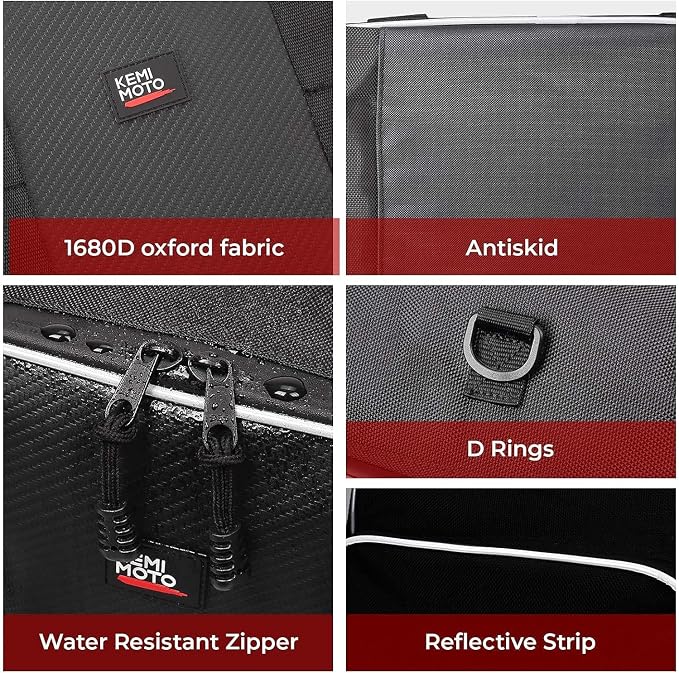 KEMIMOTO Trunk Liner Storage Bags for Tri Glide & Freewheeler Trike 2009-2026, 18Lx2 Large Capacity Rear Trunk Organizer, Easy Carry Travel Bags, 2 Pack