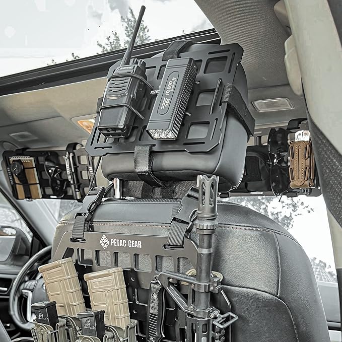 PETAC GEAR Rigid Molle Panel For Vehicles,Car Headrest Organizer, Truck Mount Panels For Tactical Gears (Black)