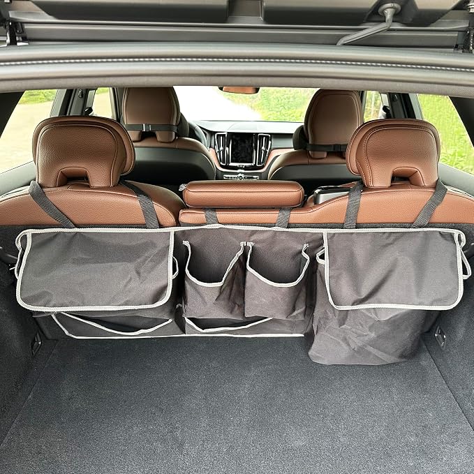 Car SUV Backseat Trunk Organizer Hanging Bag | 6 Nylon Fabric Pockets, Interior Storage Organizer Accessories, For SUV, Jeep, MPV, Space Saving Design