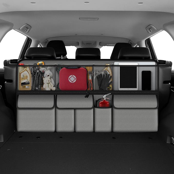 Hanging Car Trunk Organizer Fit For Hyundai Tucson Foldable Large Capacity 41.3x20 inch Backseat Trunk Organizers Storage, Car Accessories Interior, with Multi Pockets (Grey)