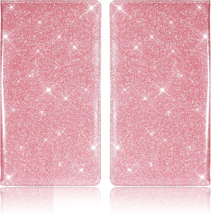 TOURSUIT Car Registration and Insurance Card Holder, Vehicle License Document Glove Box Compartment Organizer, Interior Car Accessories for Women Men (Glitter Pink)