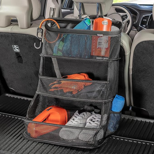 High Road Multipurpose Car Storage Organizer with Mesh Bins - SUV Trunk Organizer, Passenger Seat Organizer or Back Seat Storage Caddy