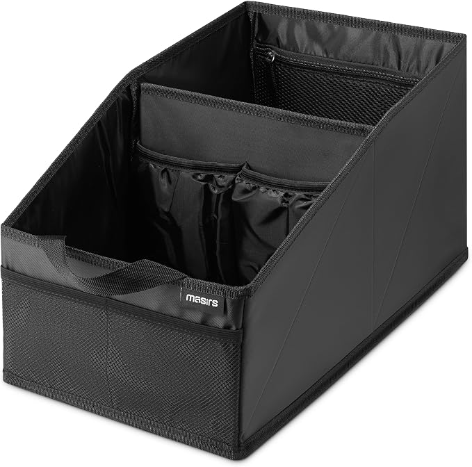 Handy Laundry Fold-Away Car Trunk Organizer – Non-Slip Securing Fasteners – 22 x 10 x 11 Inches – Prevents Shifting and Rolling (Black) (Pack of 2)
